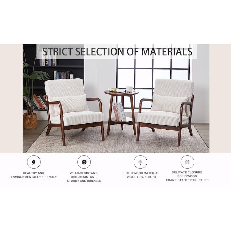 Mid-Century Modern Accent Chair, Armchair Living Room Chairs with Pillow