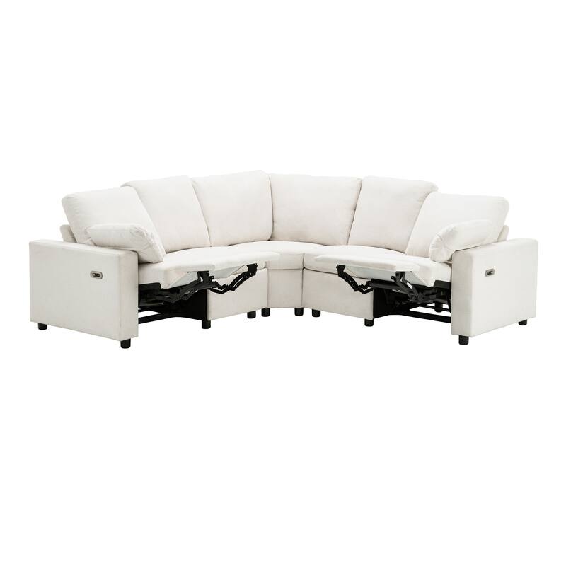 89" Power Recliner Sofa, 2 USB, 2 Drawers, Beige Linen for Living Room