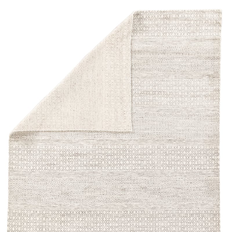 Kelis Hand-Knotted Geometric Ivory/ Dark Grey Area Rug