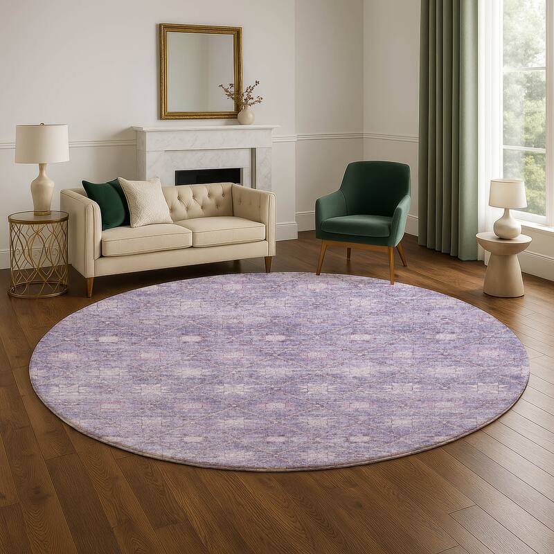 Premium Washable Super Soft Boho Trellis Mayfield Rug - Purple - 8' x 8'