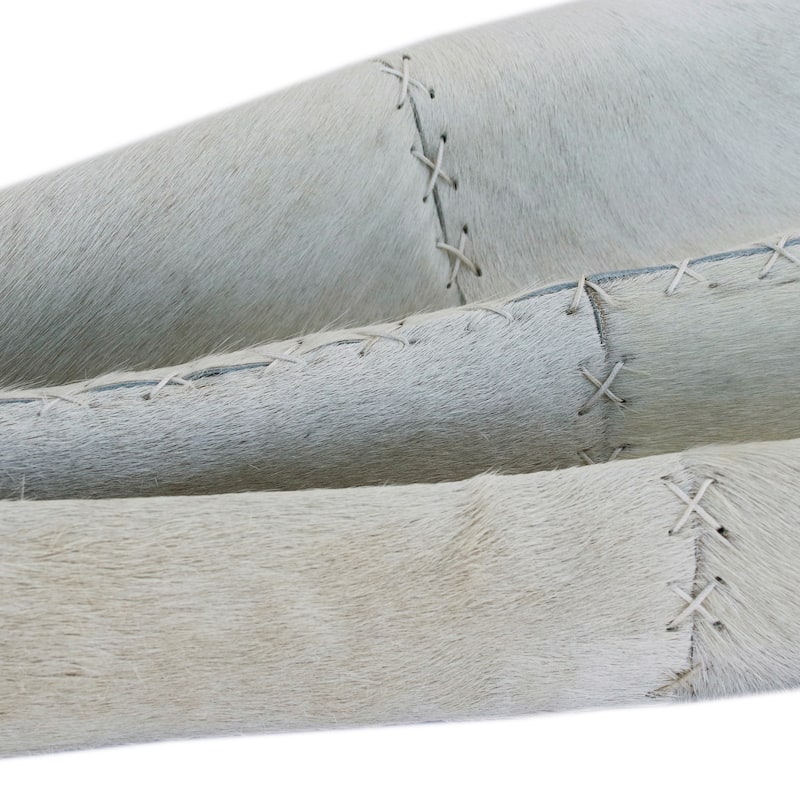 Sevita Ivory Patchwork Faux Leather Rectangular Lumbar Pillow