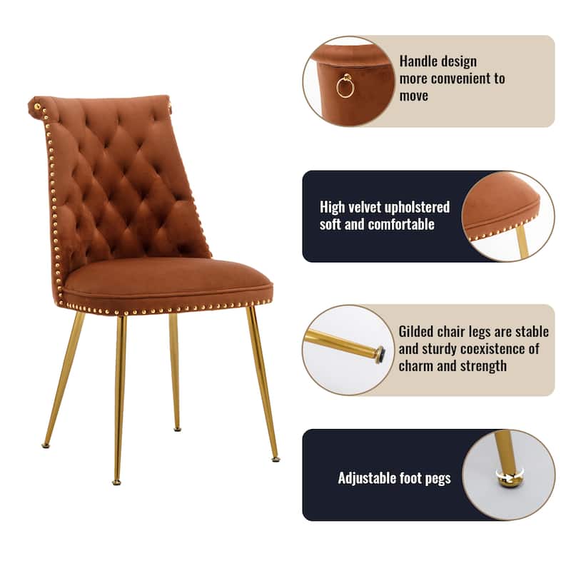 7-Piece Clihome Walut Wood Dining Table with Velvet Chair Dining Chair