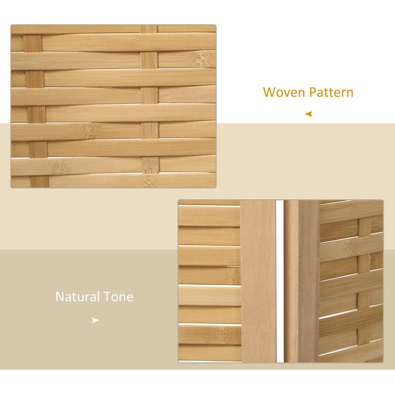 HOMCOM 4 Panel Room Divider, 5.5' Tall Bamboo Portable Folding Privacy Screens, Natural