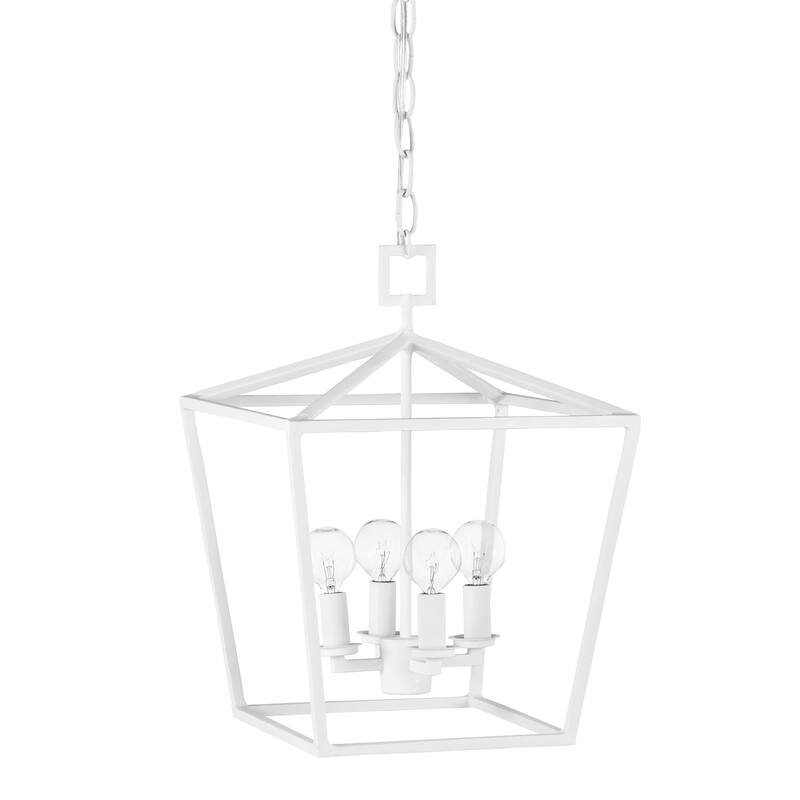 Currey & Company Denison Small White Lantern - 16"h x 12"w x 12"d