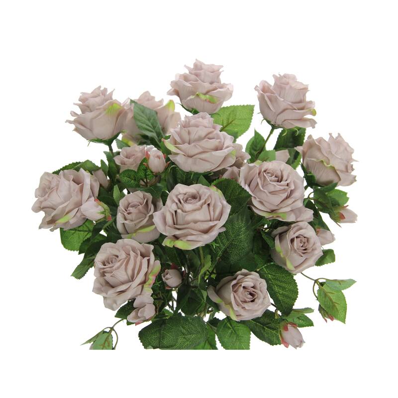 5 Stems Faux Rose and Rose Bud Flower Bush