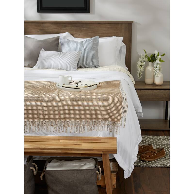 DII Black & White Waffle Knit Throw