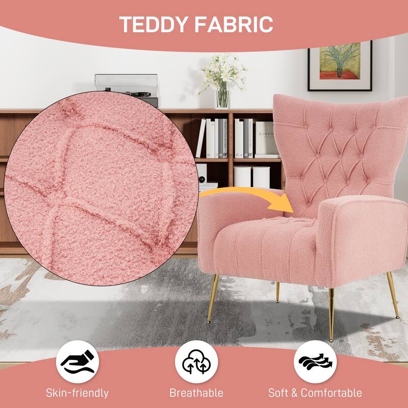 Ouyessir Upholstered Tufted Accent Chair with Ottoman