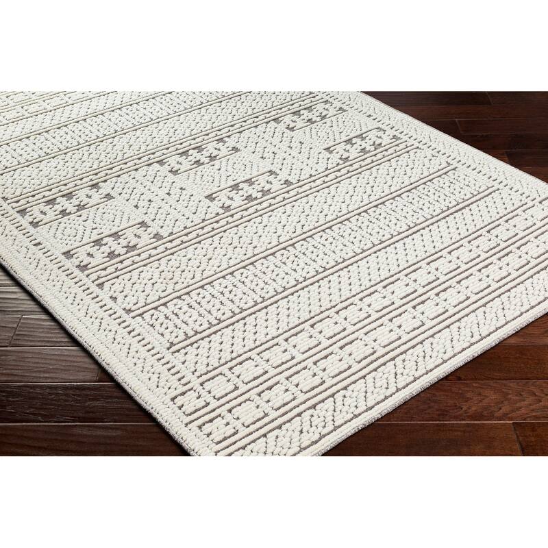 Livabliss Garrick Striped Border Machine Washable Area Rug