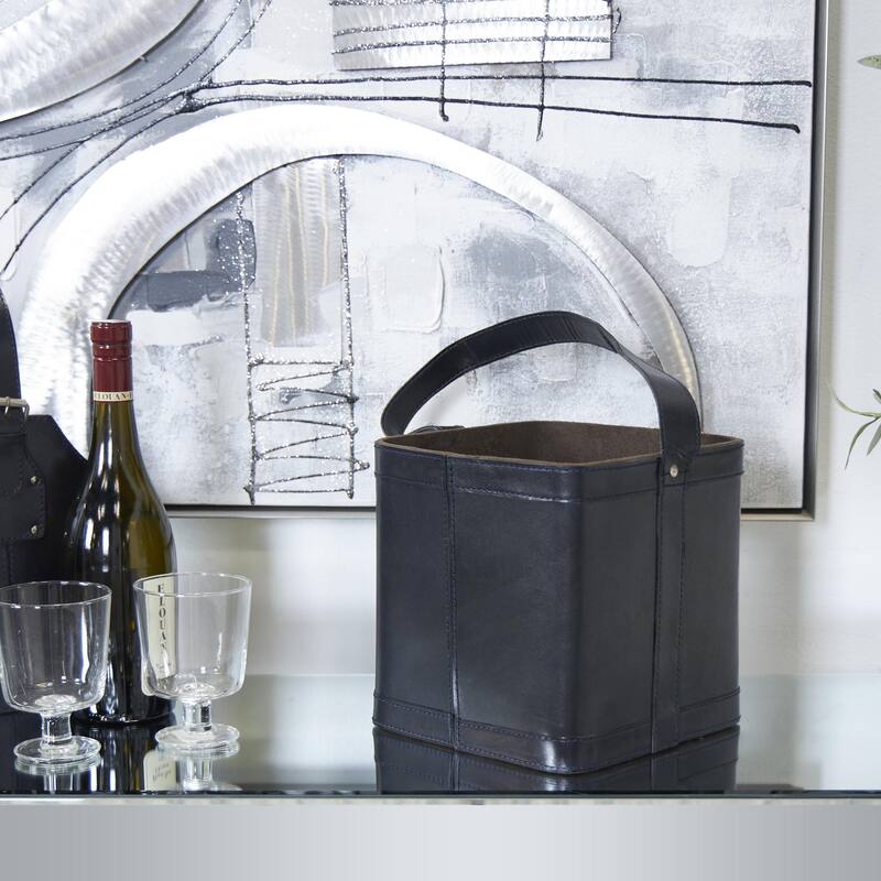 Leather Handmade 4 Bottle Wine Holder with Carrying Handle - Dark Blue, Brown, Red - Roche River Decor