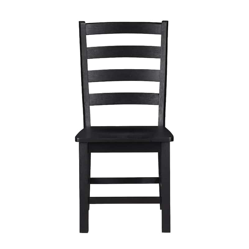 Reddy Side Chair Set of 2, Ladder Back Farmhouse Style, Black Wood