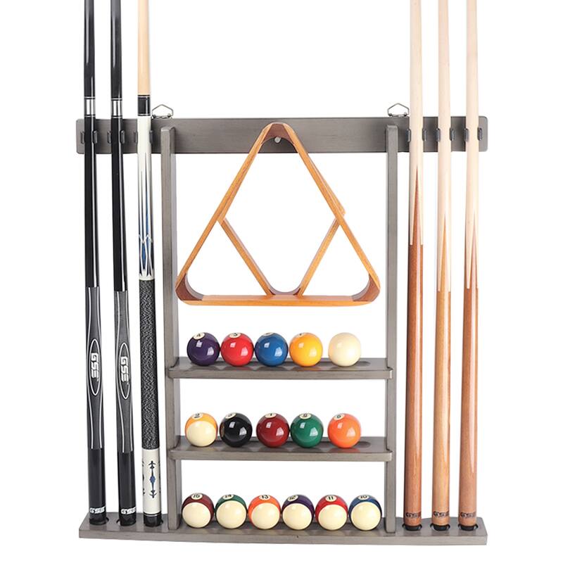 GSE™ 6-Pool Cue Wall Mounting Billiard Cue Rack, Hanging Wall Mounted Pool Cue Stick Holder
