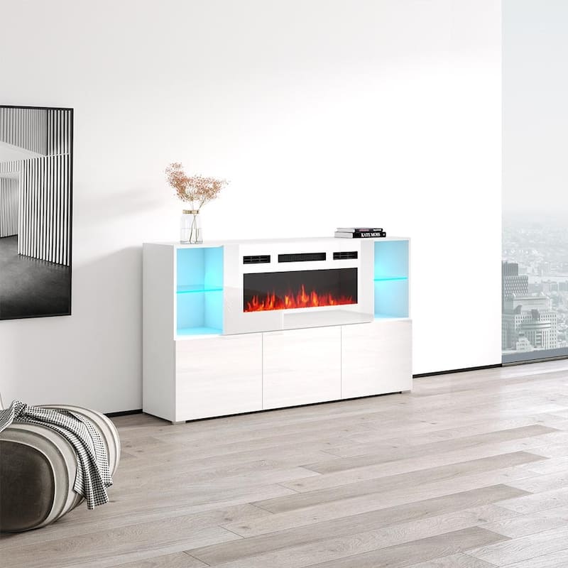 Komi WH03 63-inch Modern Electric Fireplace Sideboard