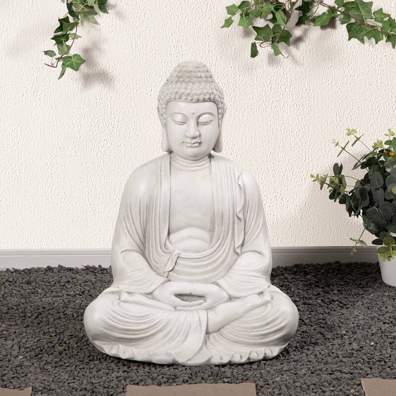 Glitzhome Zen-Style MgO Meditating Garden Buddha Statues Monk Sculpture Indoor Outdoor