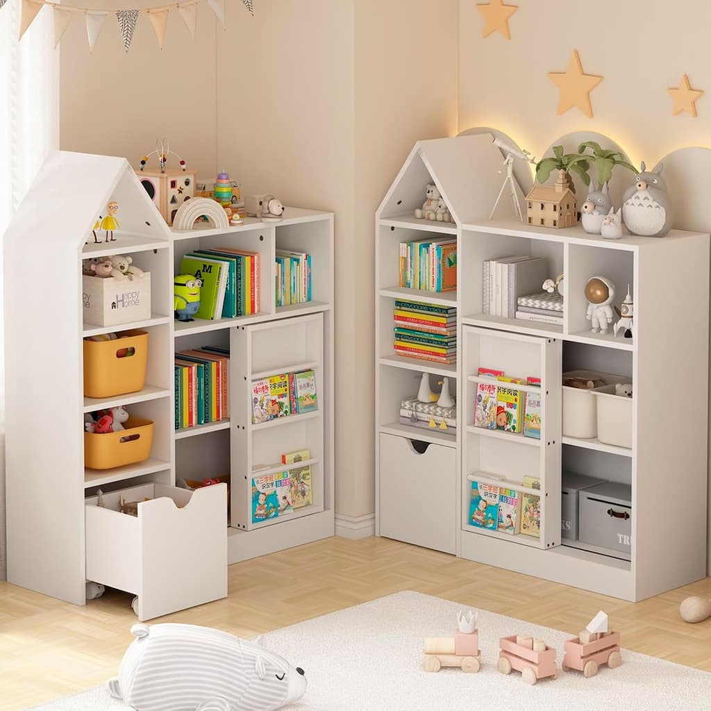 Kids Bookshelf with Storage, Toy Organizer, Kids Bookshelf with Storage Cubby,Bookcase