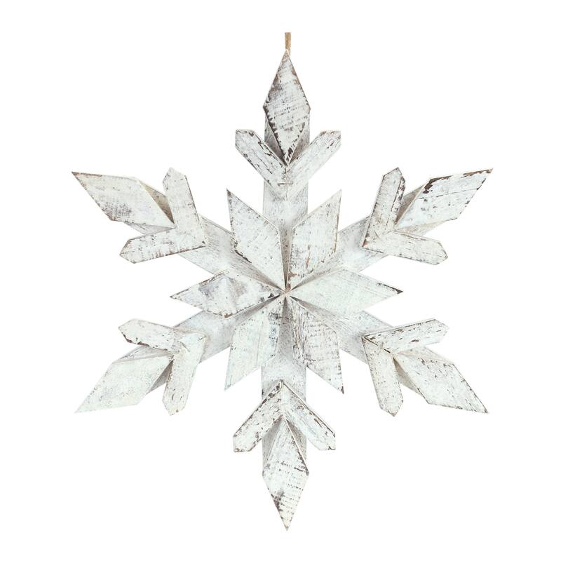 Set of 6 Rustic Snowflake Christmas Ornaments 14"