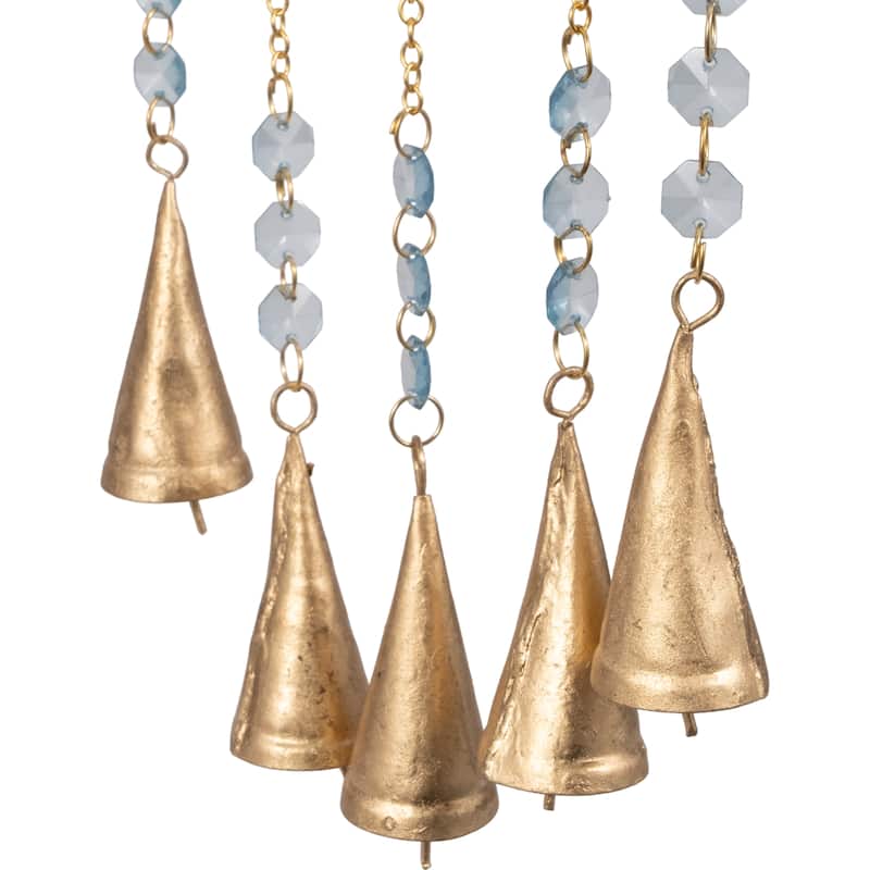 Metal Glass Wind Chime Butterfly Design with Bead Accents - 31" Blue - 9" x 1" x 31"