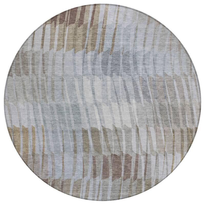 Machine Washable Indoor/ Outdoor Casual Stripe Chantille Rug