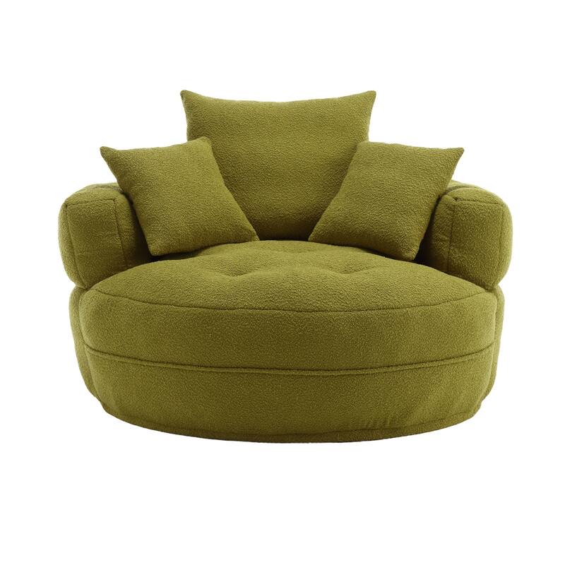 Chenille Sponge Single Sofa, Oversized Round Accent Chair Sleeper Couch Chaise Lounges for Living Room Bedroom Projection Room