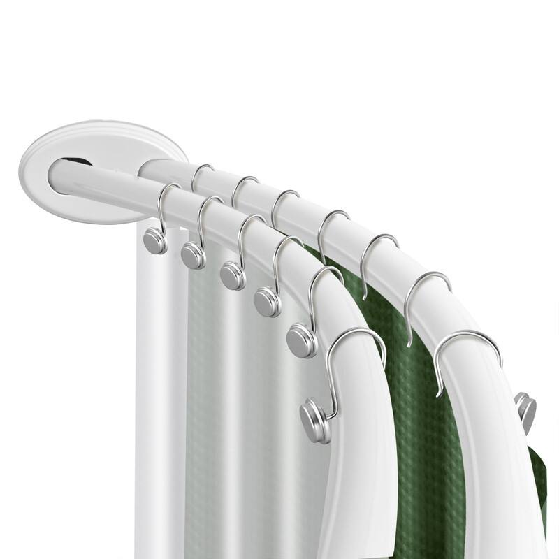 Utopia Alley Rustproof Wall Mounted Aluminum Double Curved Shower Curtain Rod, Screw Mount Rod, Adjustable Rod from 45" to 72" - White