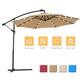 10 FT Solar LED Patio Outdoor Umbrella Hanging Cantilever Umbrella Offset Umbrella Easy Open Adustment with 24 LED Lights - Taupe