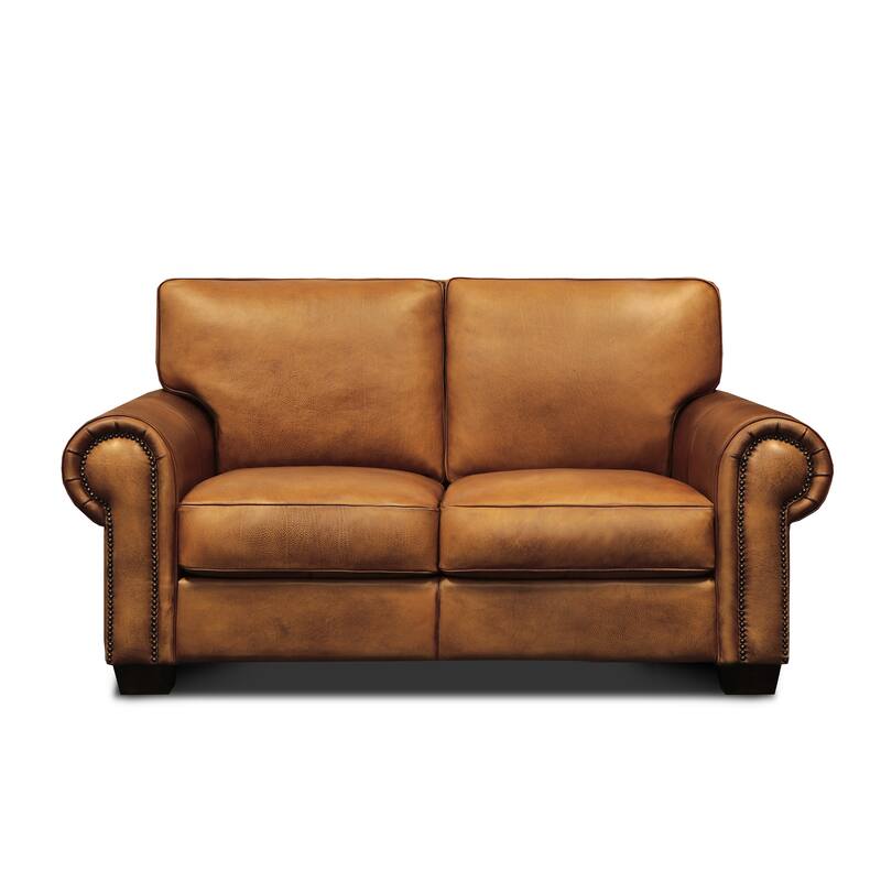Valencia Top Grain Hand Antiqued Leather Traditional Loveseat