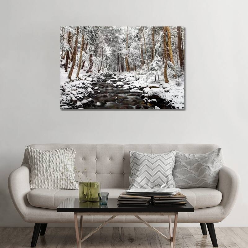 iCanvas "Stream In Winter, Nova Scotia, Canada - Horizontal" by Scott Leslie Canvas Print - 32x48x1.5