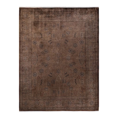 Overton Hand Knotted Wool Vintage Inspired Modern Contemporary Overdyed Brown Area Rug - 8' 2" x 10' 4"