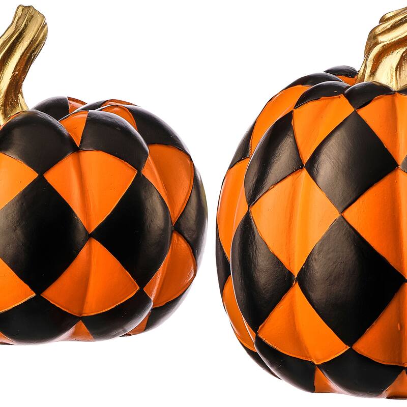 6-6.5" Resin Harlequin Pumpkin Set of 2