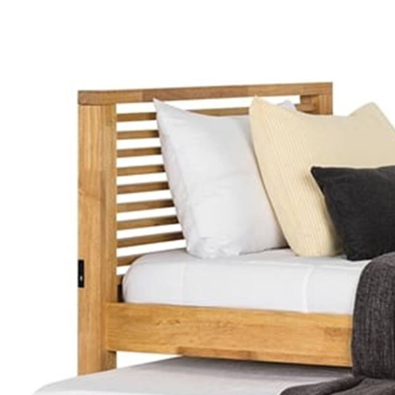 Dilu Twin Size Captain Bed with Storage Trundle, Light Oak Brown