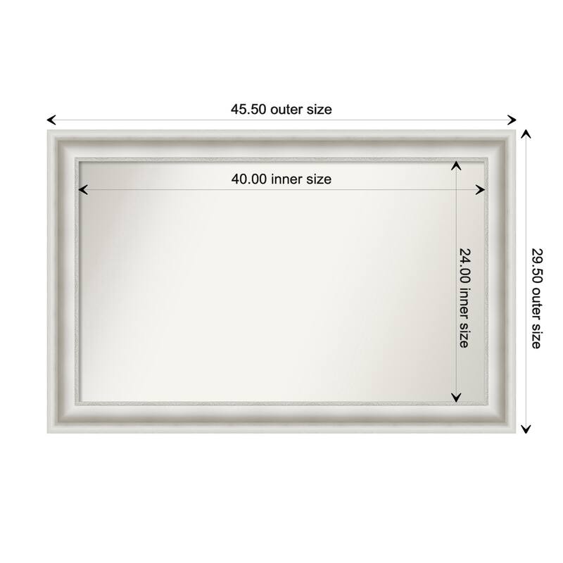 Parlor White Framed Non-Beveled Custom Wall Mirror, Bathroom Vanity Mirror - Outer Size: 45.5 x 29.5