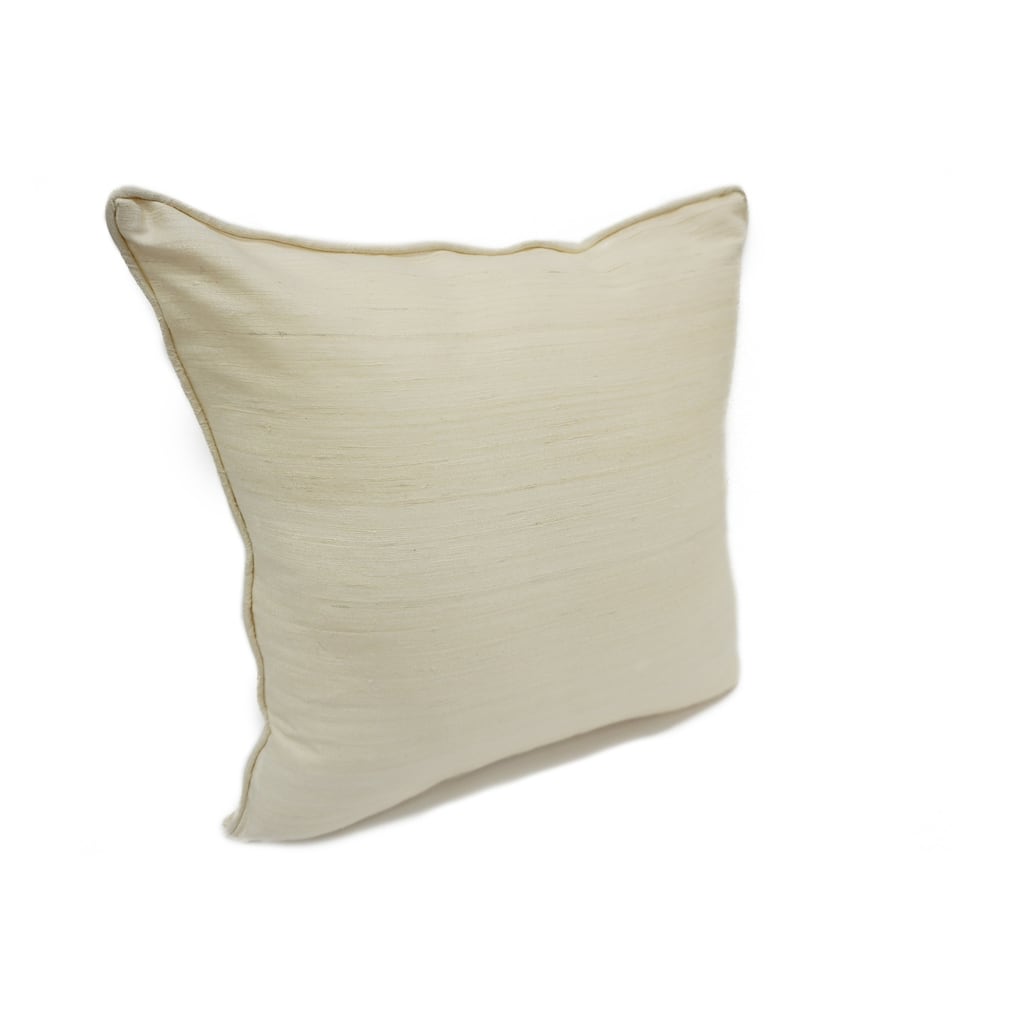 Home&Manor Raw Silk Throw Pillow 18" Off White