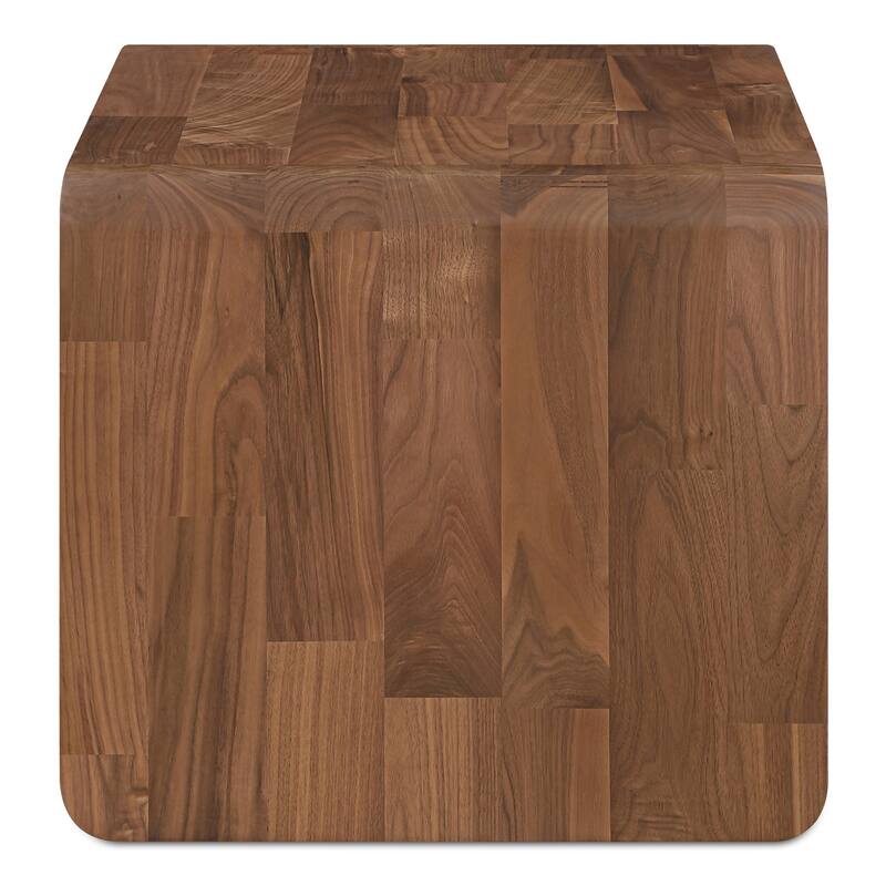 NADAAL STUDIOS Marenith Side Table, C-Side Solid Walnut Curved Edge Reversible Use, Walnut Brown