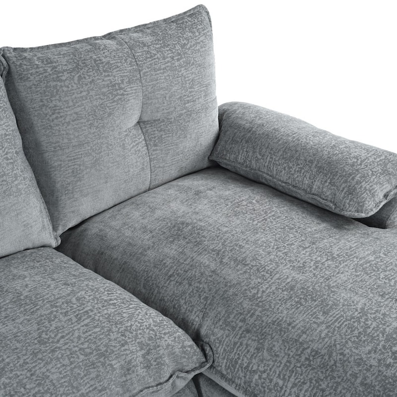 Modern Chenille U-shaped Sectional Sofa with Adjustable Armrest Pillows for Living Room