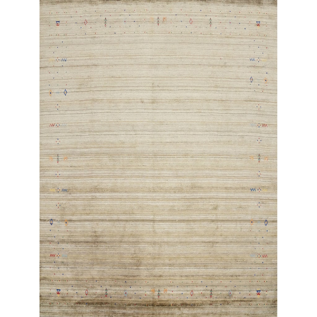 Hand Knotted Oriental Viscose Silk Carpet Tribal Animal Pictorial Multi-Colored Gabbeh Area Rug - 9' 2'' X 9' 0''