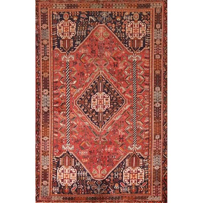 Shiraz Persian Vintage Area Rug Hand-knotted Wool Carpet - 5'2"x 8'3"
