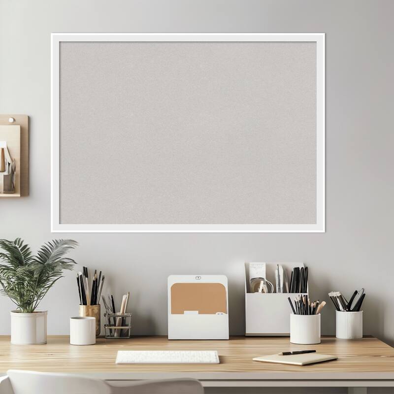 Incline White Wood Framed Cork Board - Bulletin Board, Organization Board, Pin Board