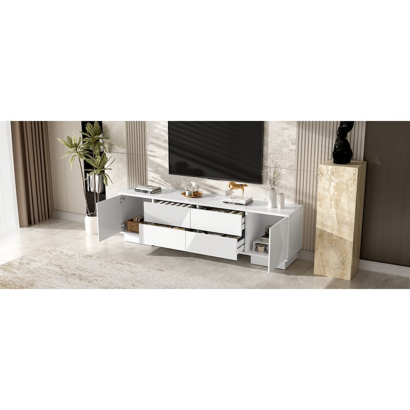 70.8" Modern TV Stand, Entertainment Center with Cabinets, 4 Drawers, Media Console Table, Living Room Modern TV Cabinet