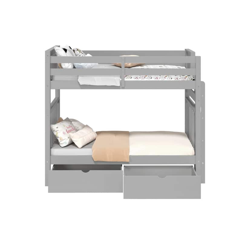 Taylor & Olive Trillium Tall Twin over Twin Bunk Bed, 2 Drawers