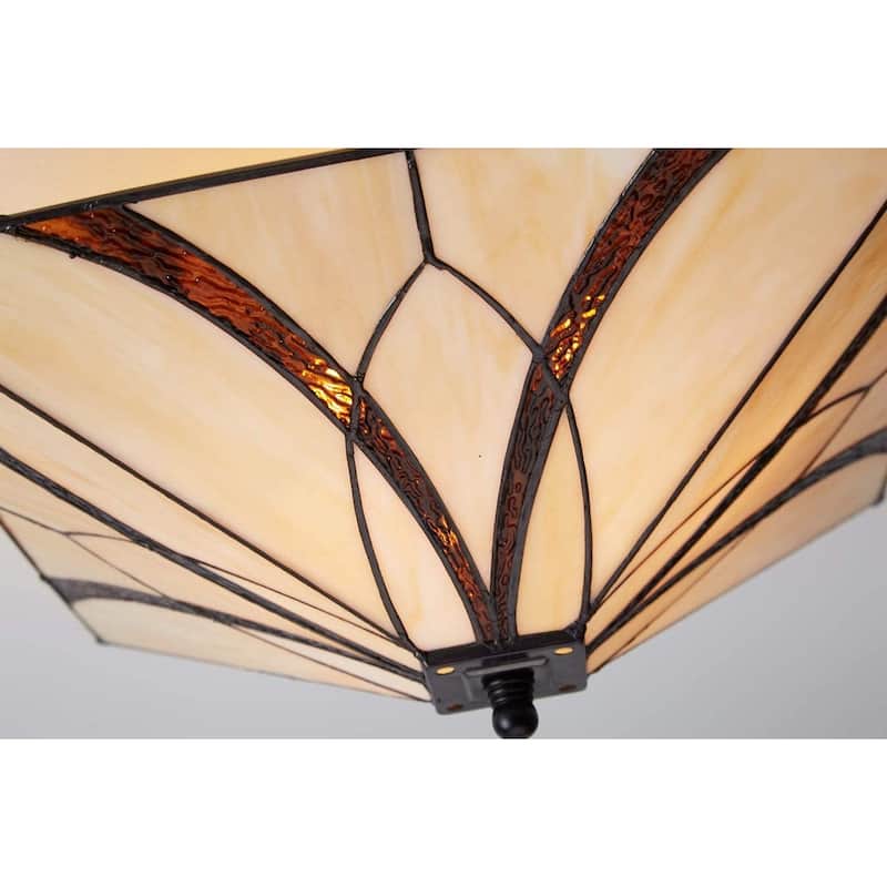 3 light tiffany semi flush ceiling light antique brass and art ceiling lamp
