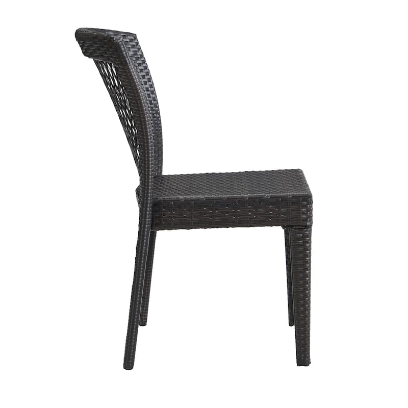 Outdoor Dining Chairs Set of 2, Stackable Chairs with UV-Resistant PE Rattan and Steel Frame