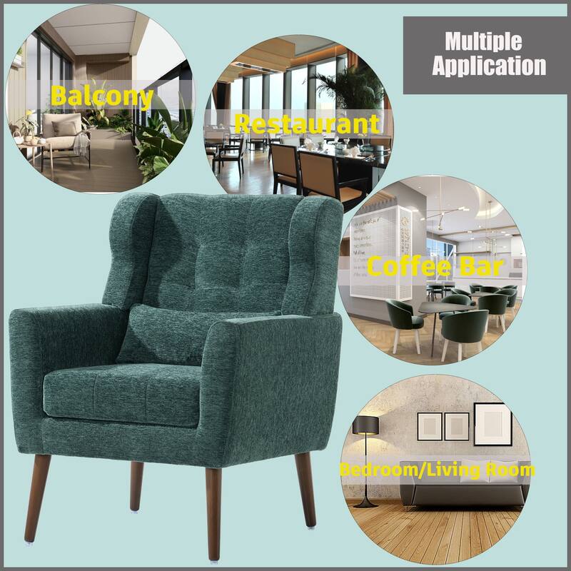 Modern Accent Chair Upholstered Foam Filled Living Room Chairs Comfy Reading Chair Green)