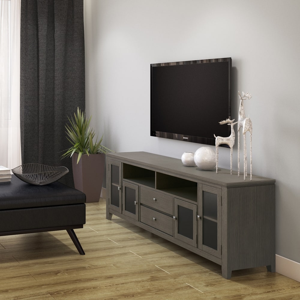 WYNDENHALL Essex SOLID WOOD 72 inch Wide Contemporary TV Media Stand For TVs up to 80 inches