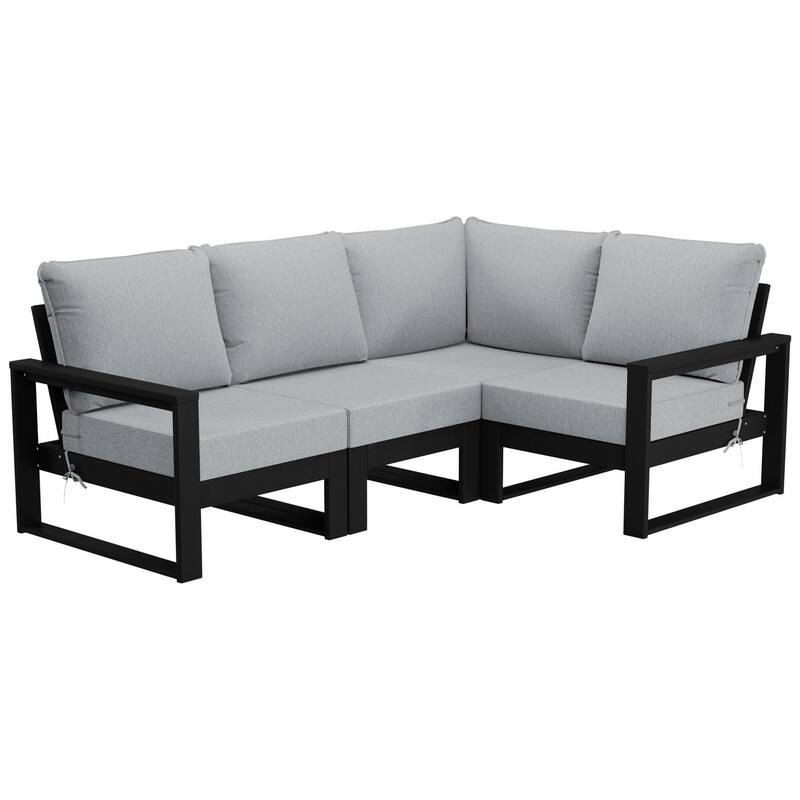 Endless Patio 4-Piece Deep Seating Set with Black Frame - Black/Light Gray