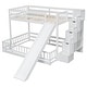preview thumbnail 5 of 34, Twin Over Full Multifunctional Kids Bunk Bed Frame with Slide, Wooden Loft Bed with Storage Staircase and Guardrails