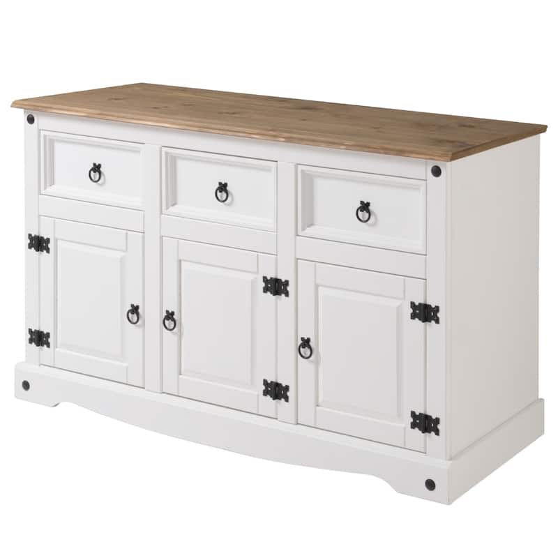 Wood Buffet Sideboard Corona | Furniture Dash - N/A - White wash stain, tops in antique brown stain.