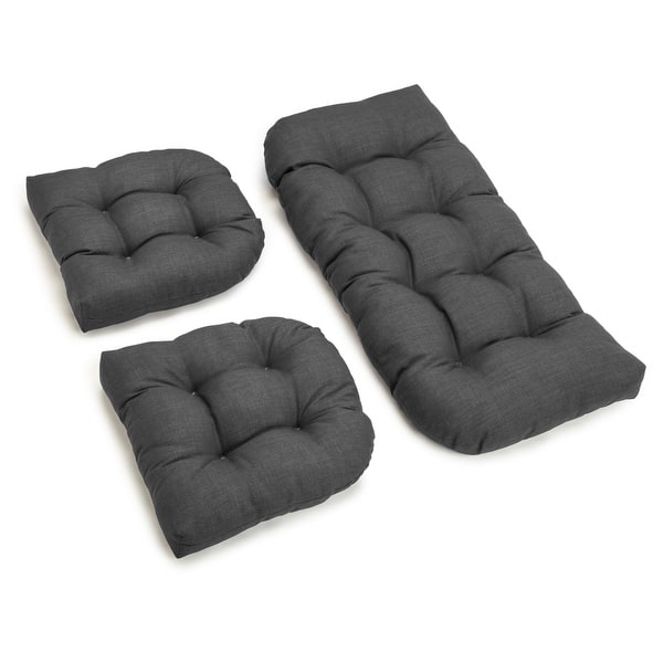 slide 2 of 3, Tufted Outdoor Settee Cushion Set (Set of 3) Cool Gray
