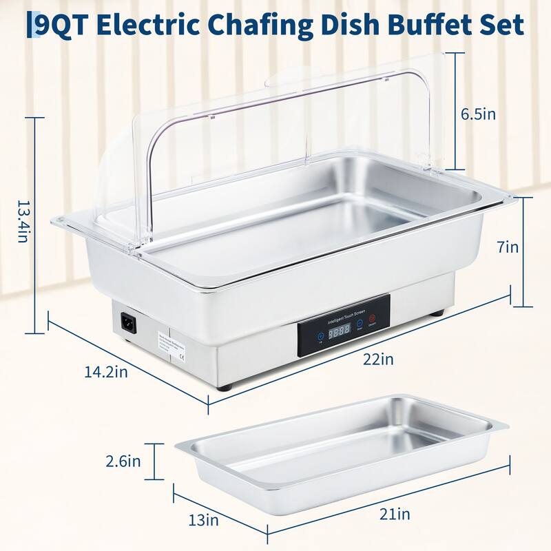9 QT Electric Chafing Dish Buffet Set, Food Warmer for Parties, Banquets, Buffets - Full Pan