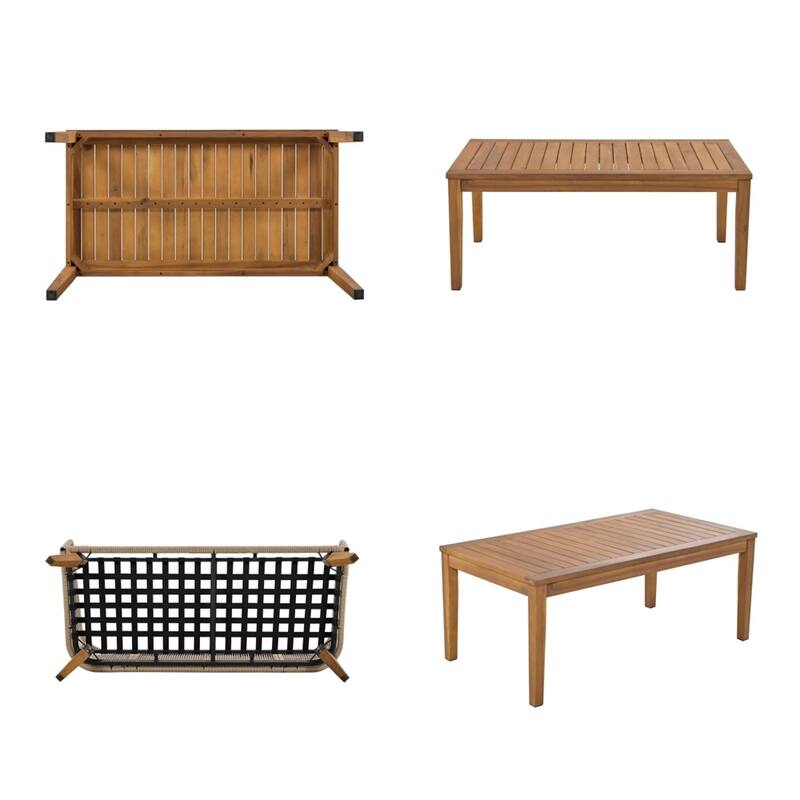 4-Piece Patio Conversation Set with Cushions and Solid Wood Loveseat