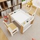preview thumbnail 8 of 7, Kids 2 in 1 Play Table & 2 Chairs Set,with 7 Storage Compartments,Compatible with LEGO Building Block, Activity Learning Table