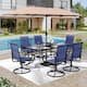 Option Navy Padded Chair w/ Beige Umbrella
